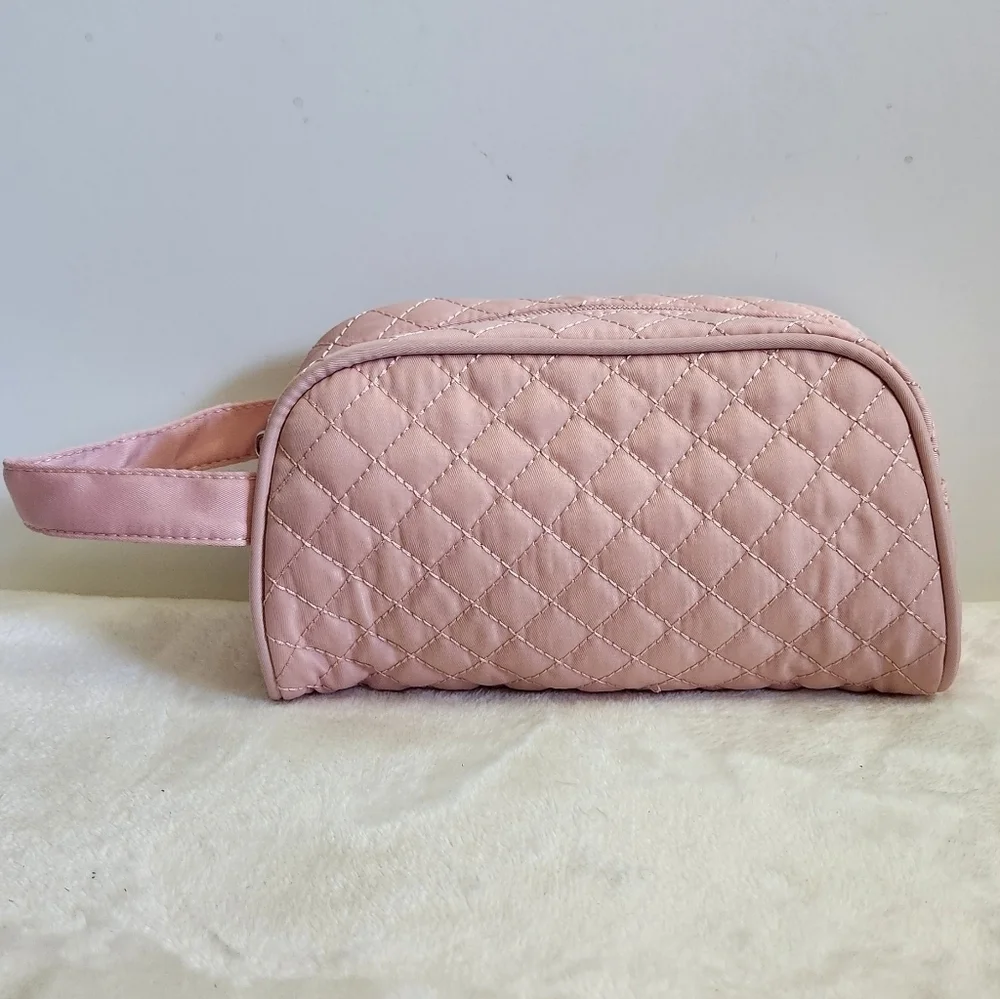 Lovevook Pink Quilted Toiletry Travel Makeup Cosmetic Bag Pouch